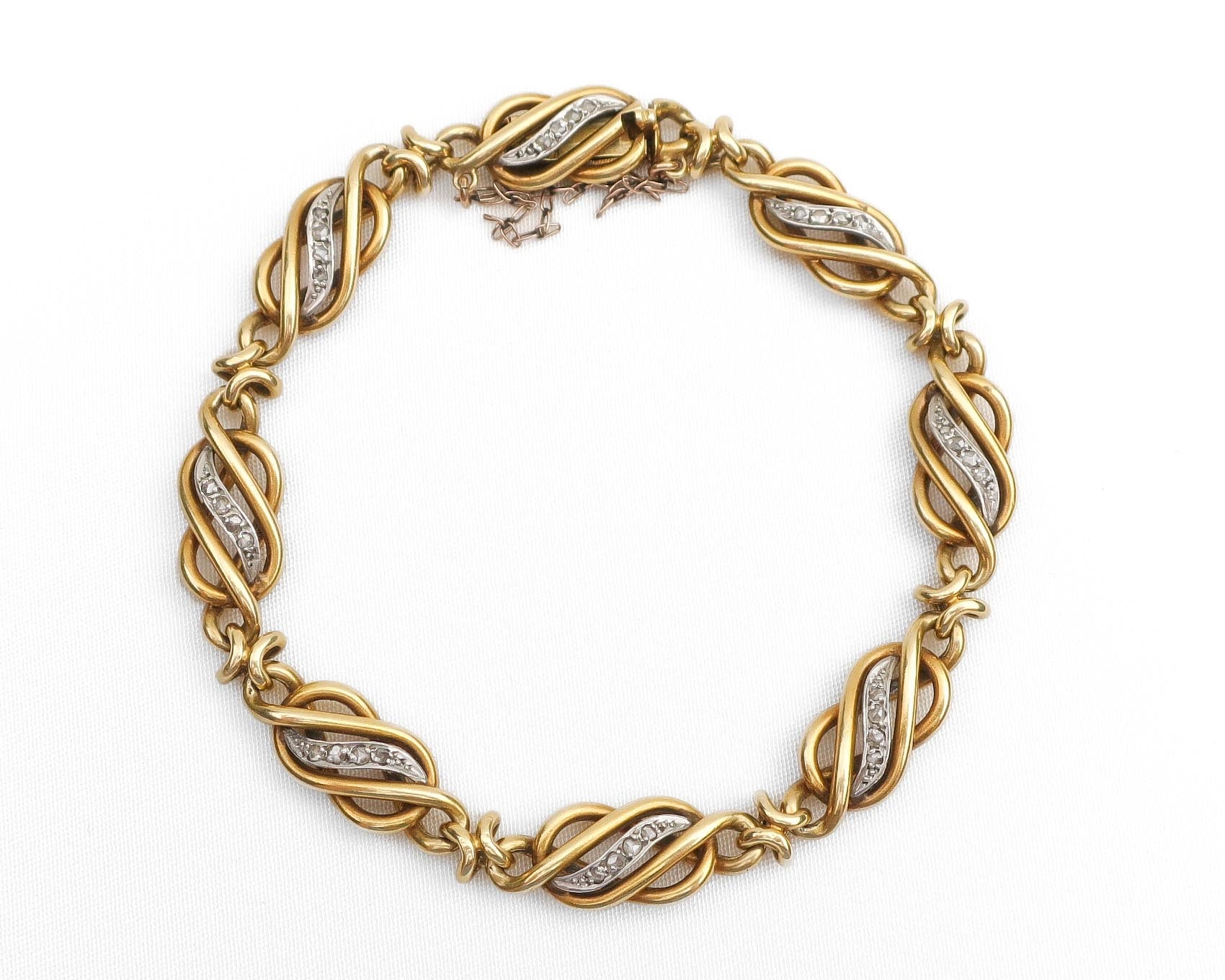 Victorian Gold & Diamond Interlaced Bracelet