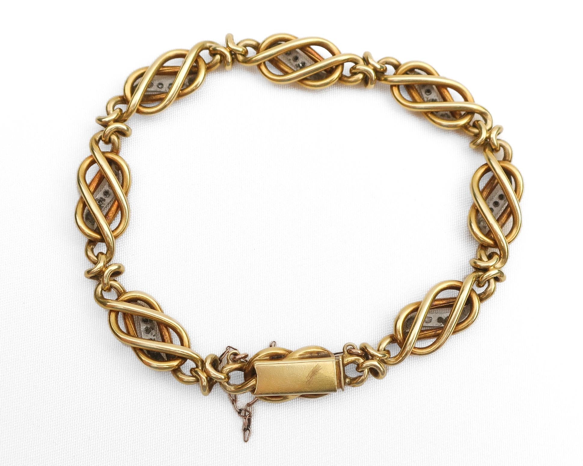 Victorian Gold & Diamond Interlaced Bracelet