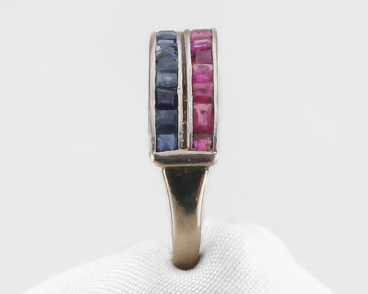 Midcentury Ruby & Sapphire Flip Ring