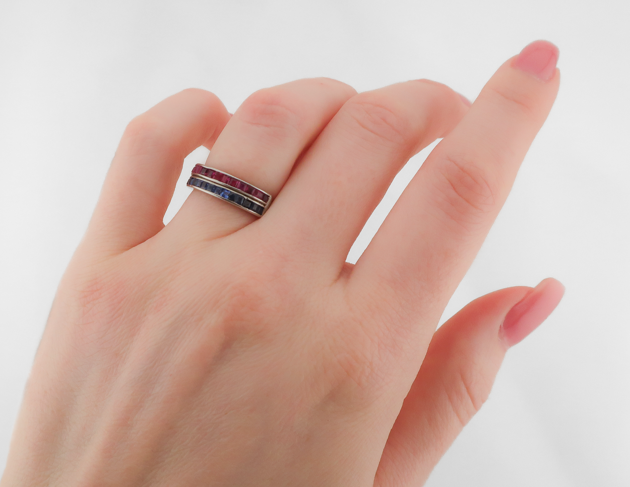 Midcentury Ruby & Sapphire Flip Ring