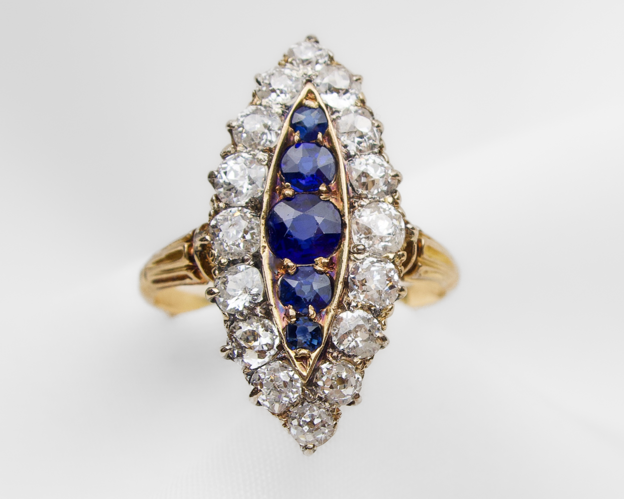 Victorian Sapphire & Diamond Navette Ring