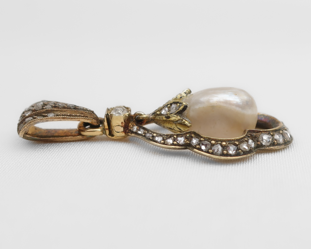 Victorian French Imperial Pearl & Diamond Pendant