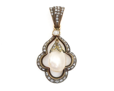 Victorian French Imperial Pearl & Diamond Pendant
