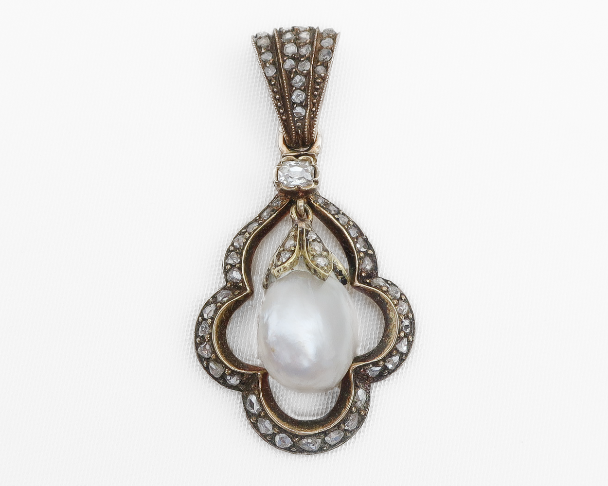 Victorian French Imperial Pearl & Diamond Pendant