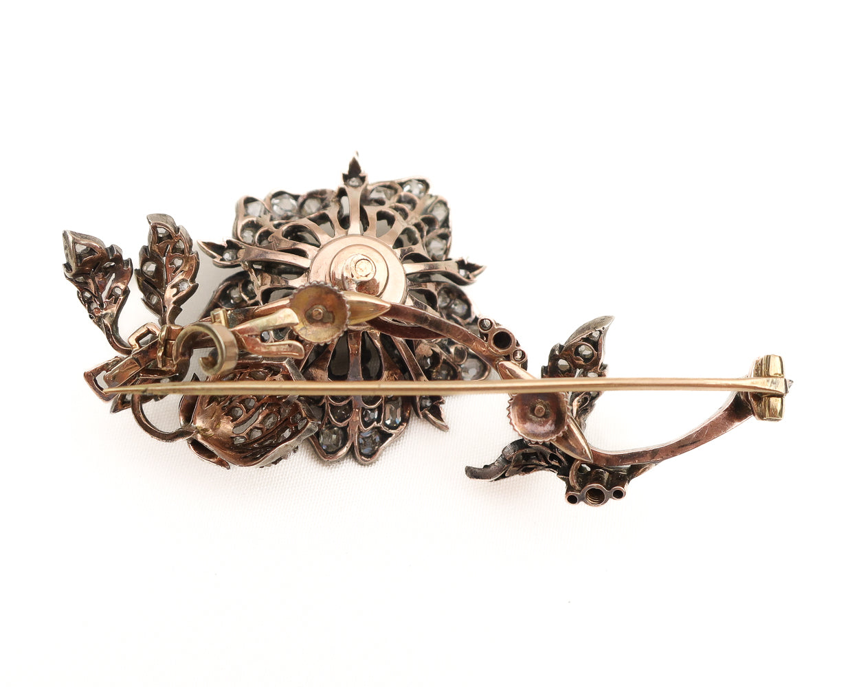 Victorian Rose-Cut Diamond Floral Brooch