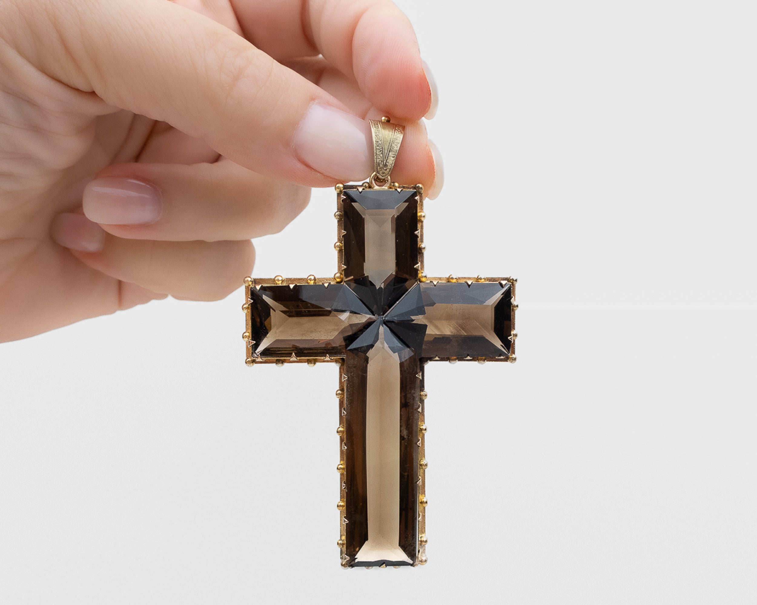 Victorian Smoky Quartz Cross Pendant