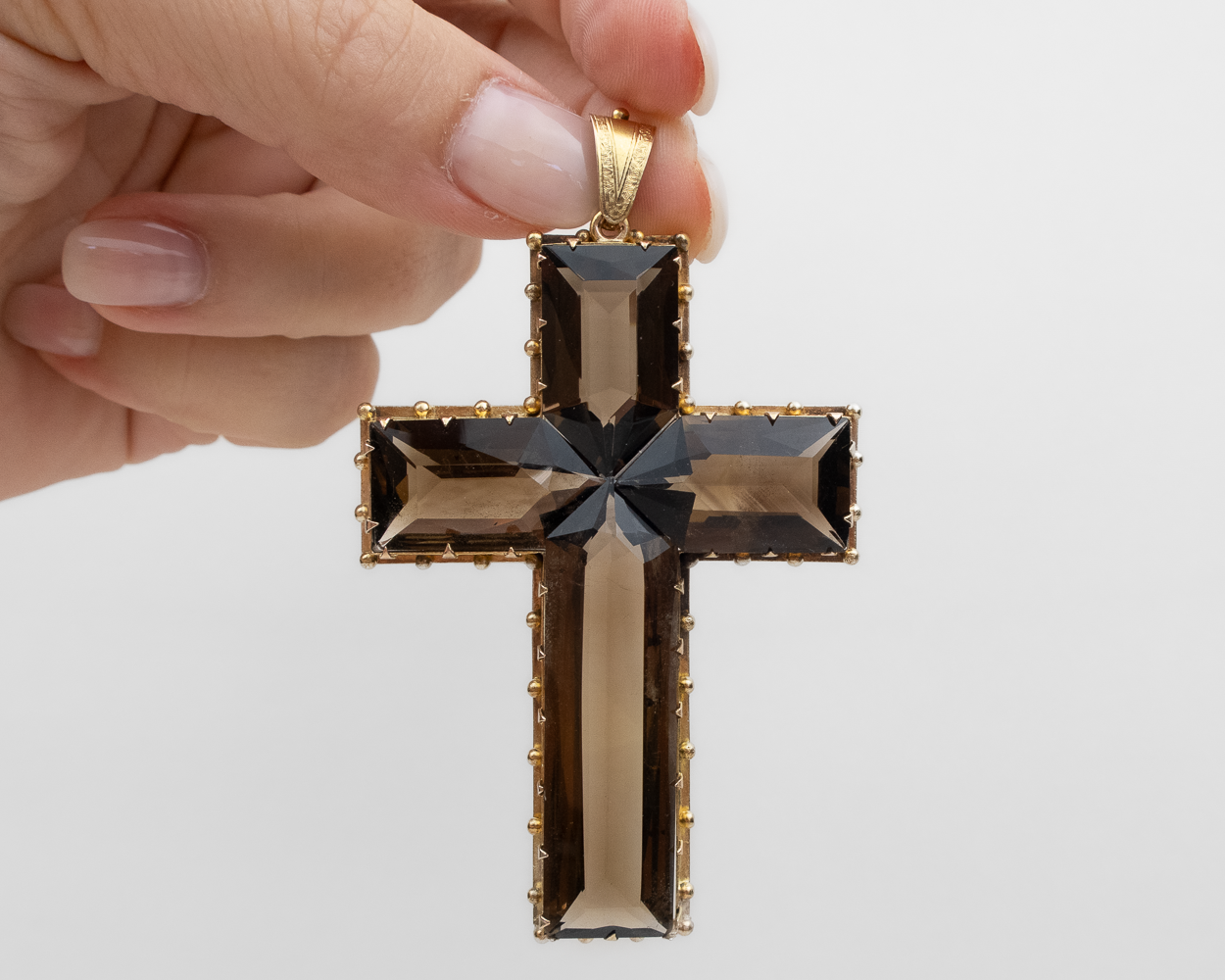 Victorian Smoky Quartz Cross