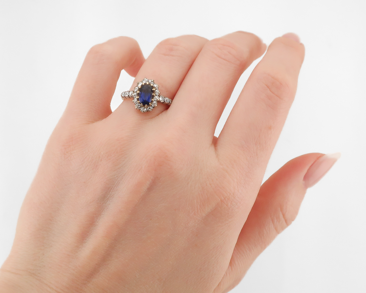 Victorian Sapphire & Diamond Halo Ring