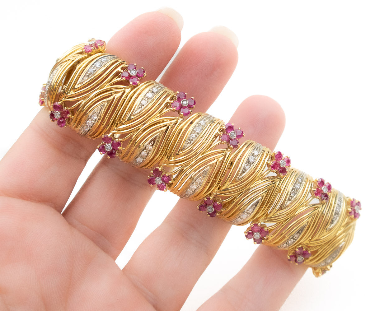 Burma No Heat Ruby Gold Bracelet with Early Victorian-Style Clasp