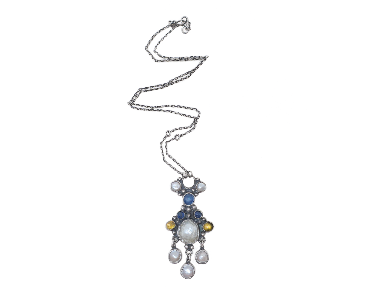 Victorian Sapphire & Pearl Pendant Necklace
