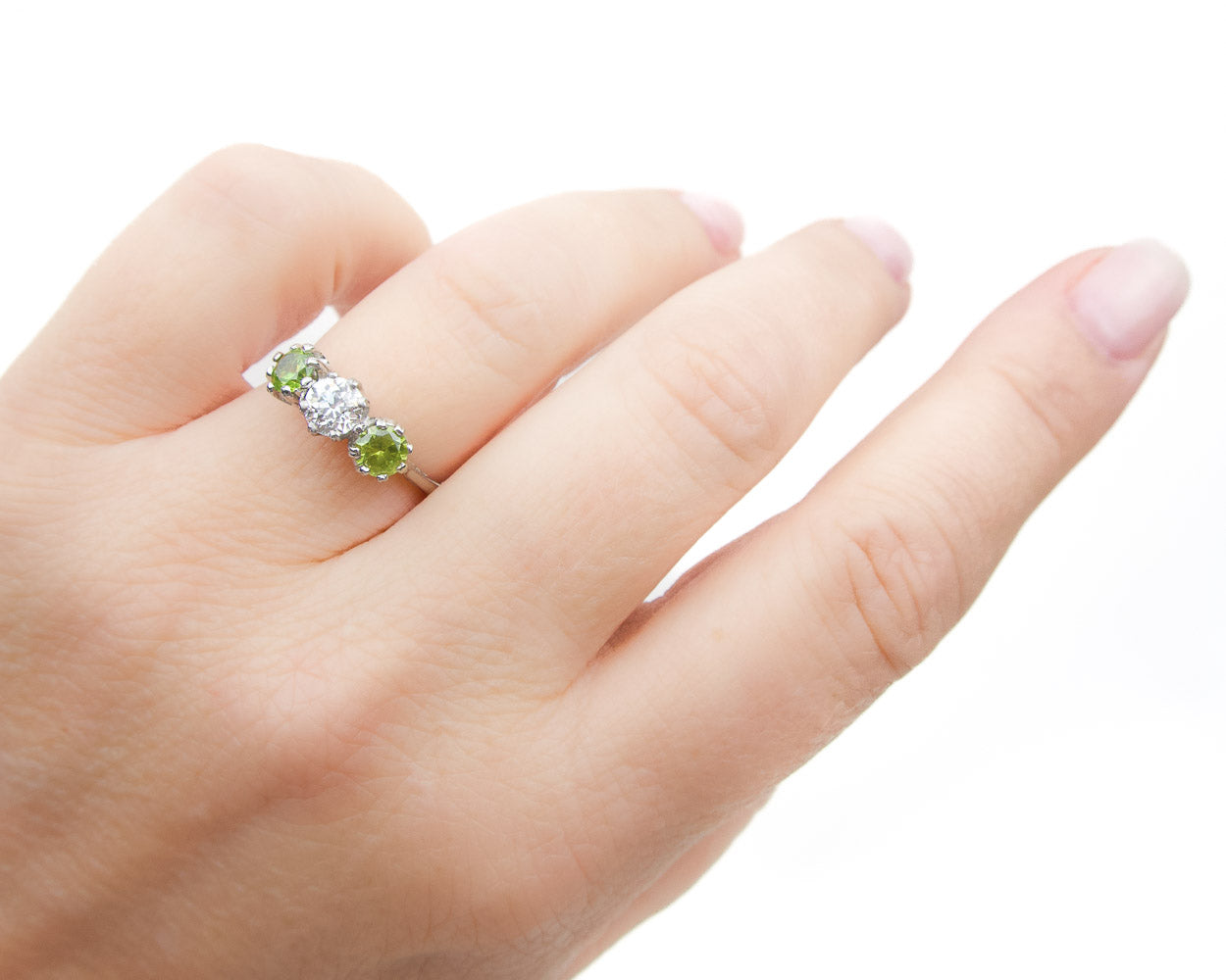 Edwardian 3-Stone Garnet & Diamond Ring