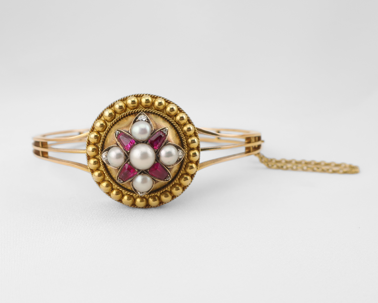 Victorian Ruby, Pearl & Diamond Bangle