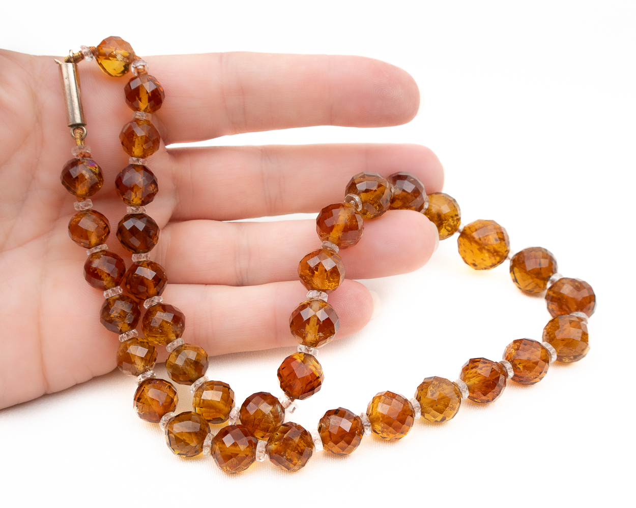 Victorian Citrine & Crystal Beaded Necklace