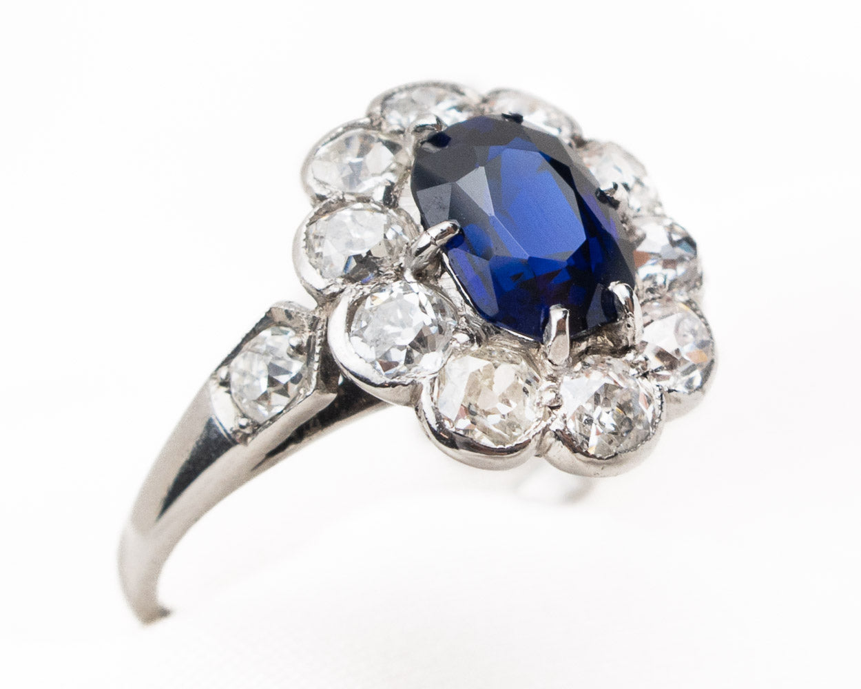 Art Deco Sapphire & Diamond Halo Ring