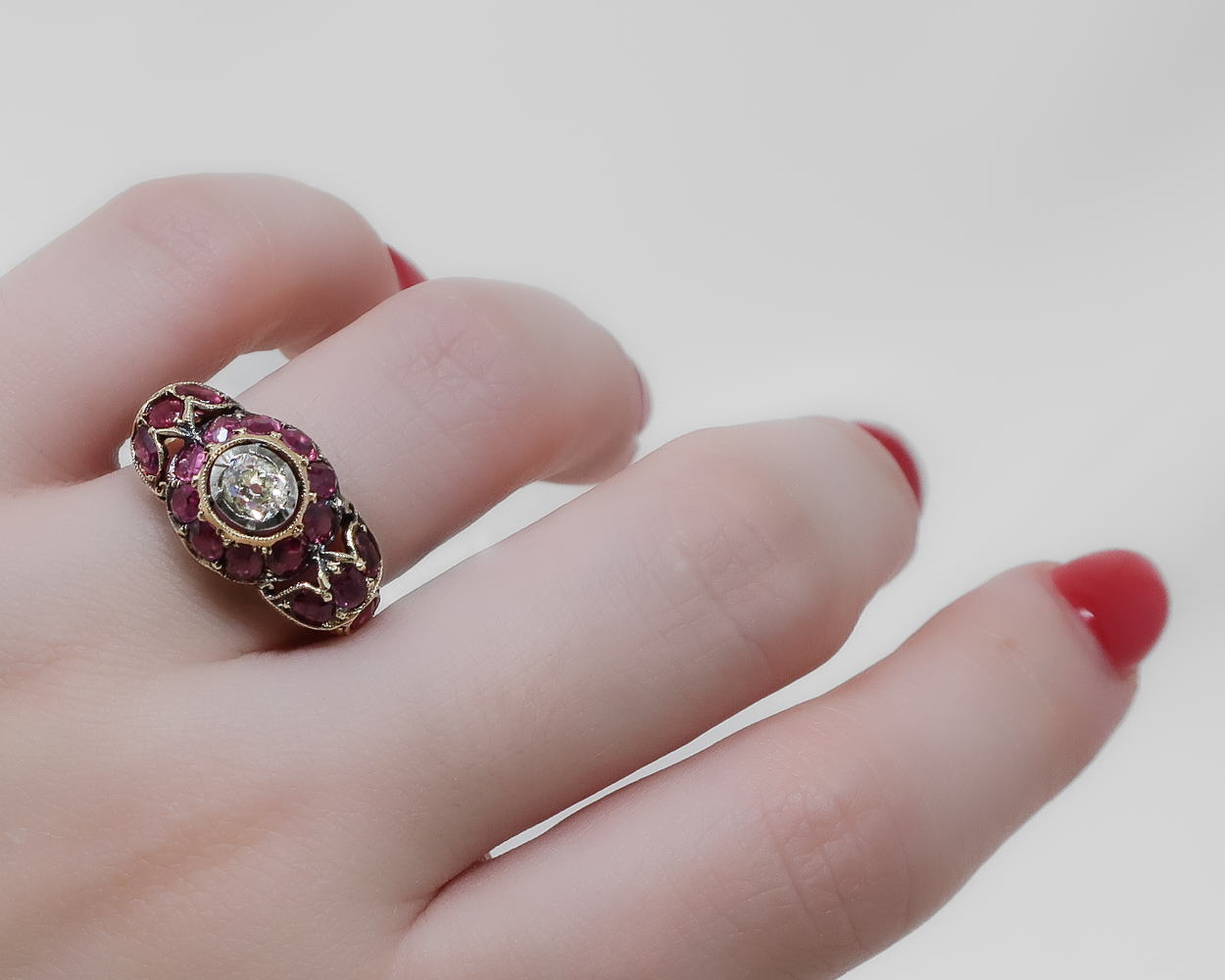 Victorian French Ruby & Diamond Ring