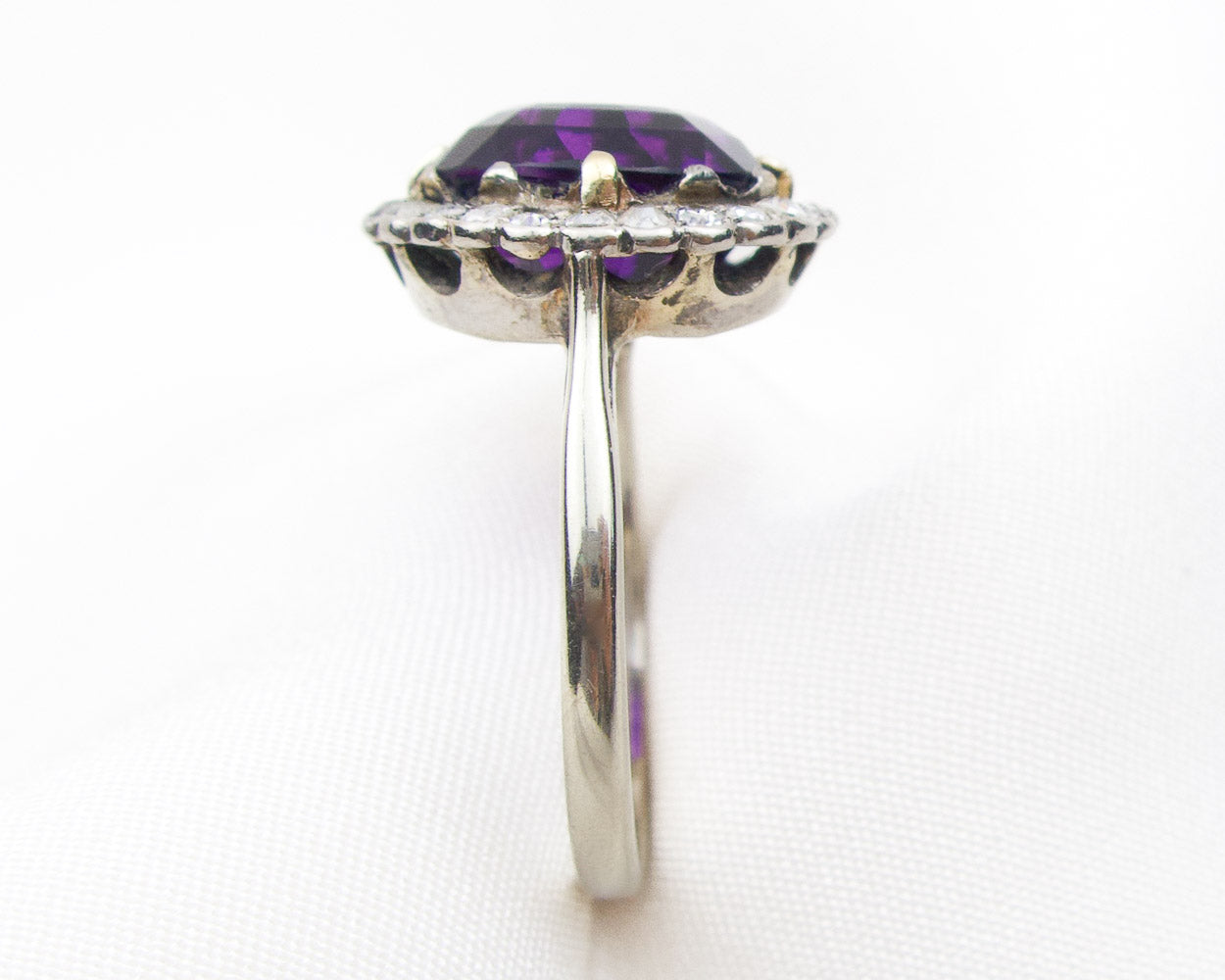 Victorian Amethyst & Diamond Halo Ring