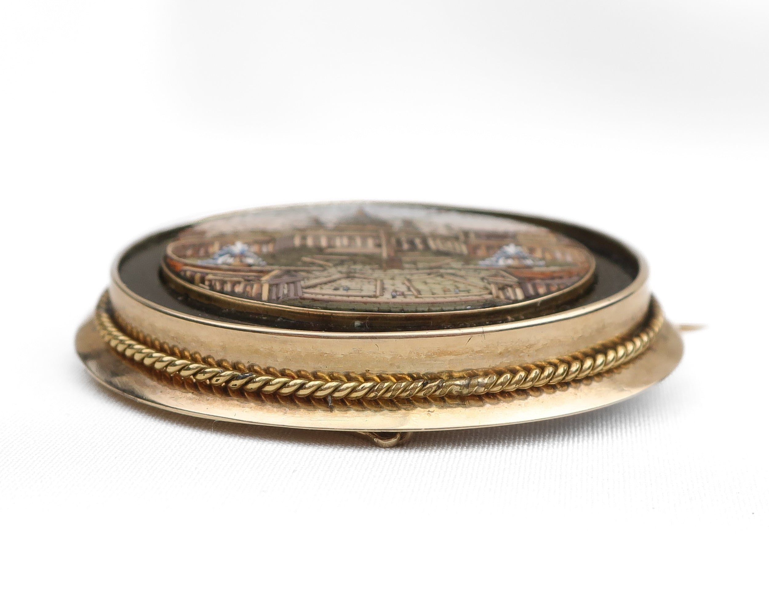 Circa 1840 Italian Micromosaic Brooch of St. Peter's Square