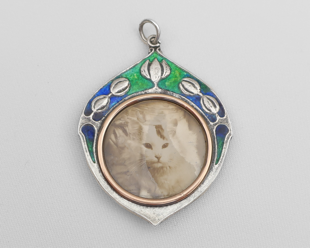 c1910 Silver Enamel Open Locket