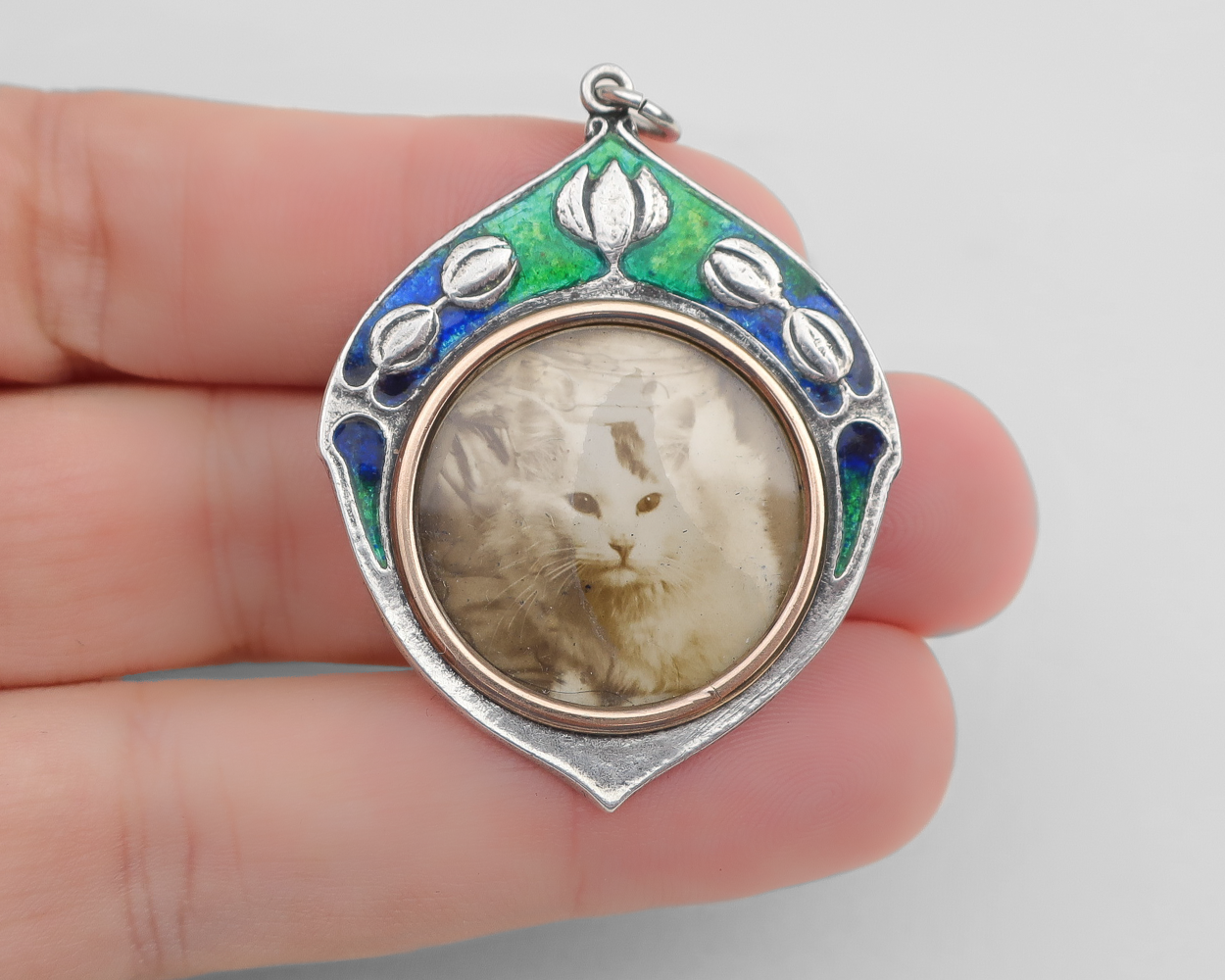 c1910 Silver Enamel Open Locket