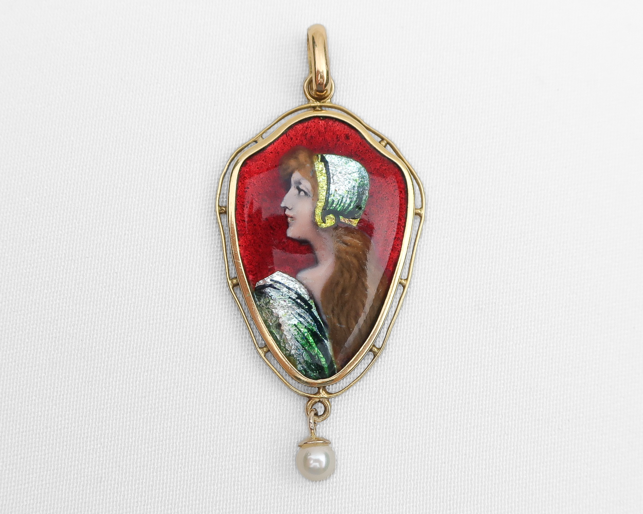 Victorian Limoges Portrait Pendant