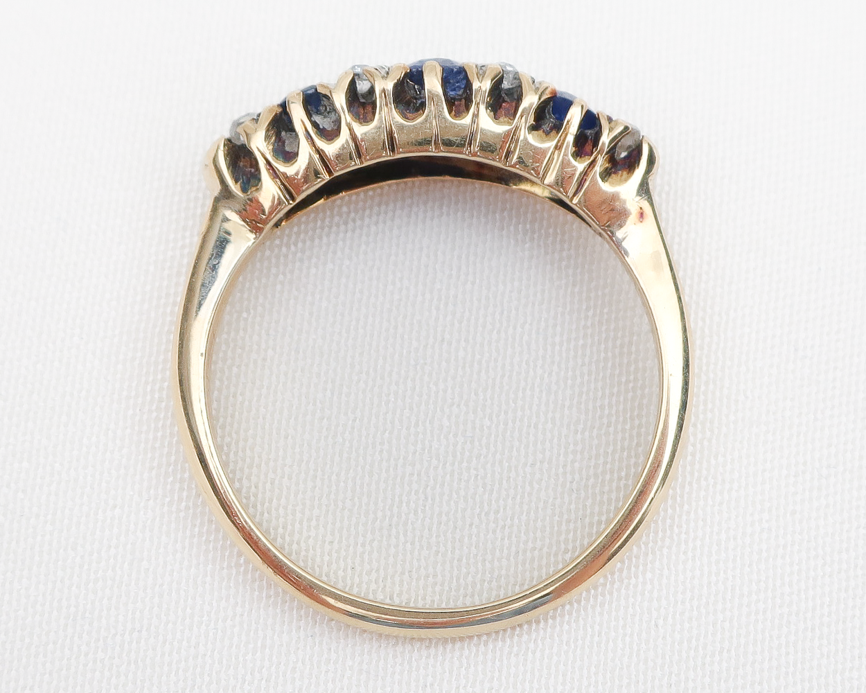 Edwardian Sapphire & Diamond Linear Ring