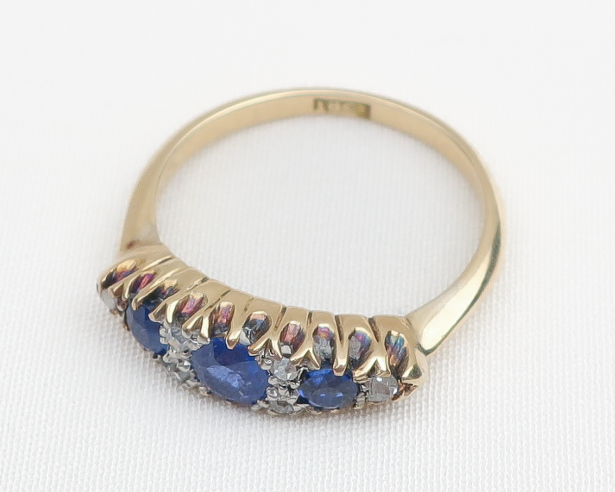 Edwardian Sapphire & Diamond Linear Ring