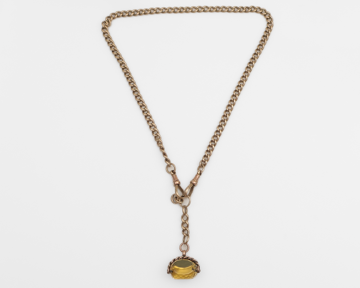 Victorian Watch Chain/Necklace with Citrine Fob