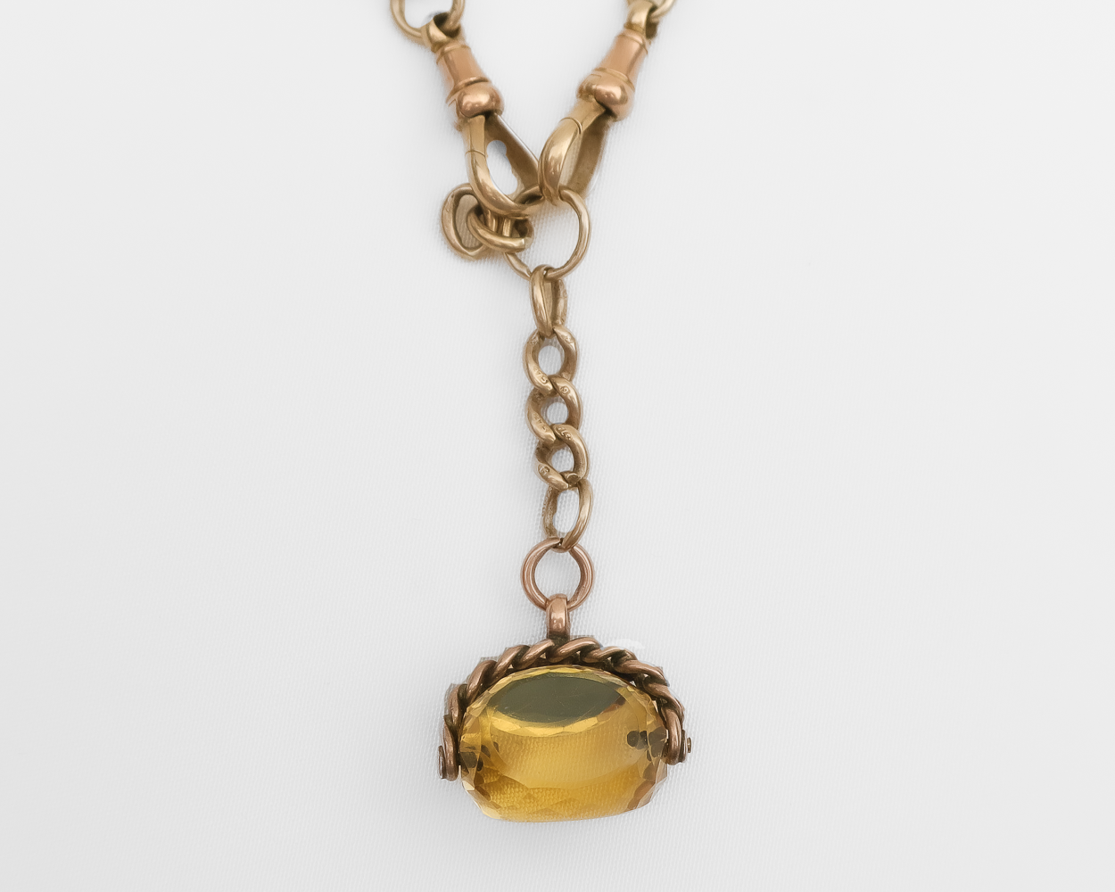 Victorian Watch Chain/Necklace with Citrine Fob