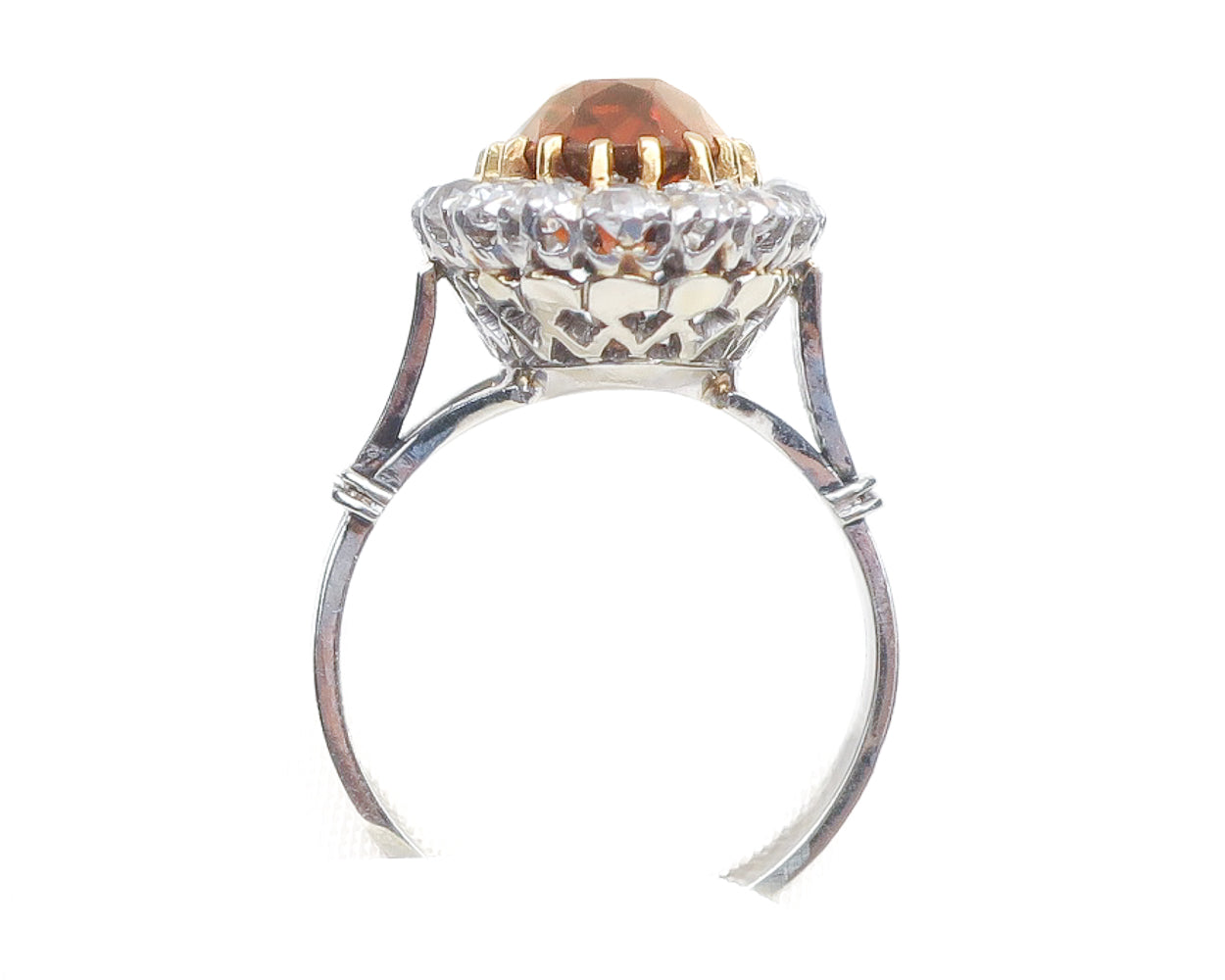 Art Deco French Citrine & Diamond Ring