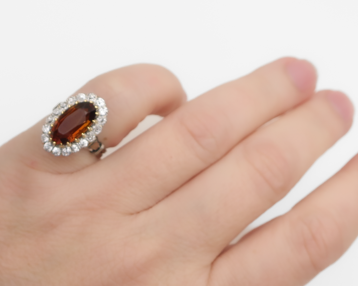 Art Deco French Citrine & Diamond Ring