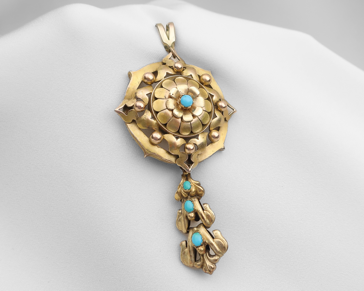 Victorian Gold Turquoise Pendant