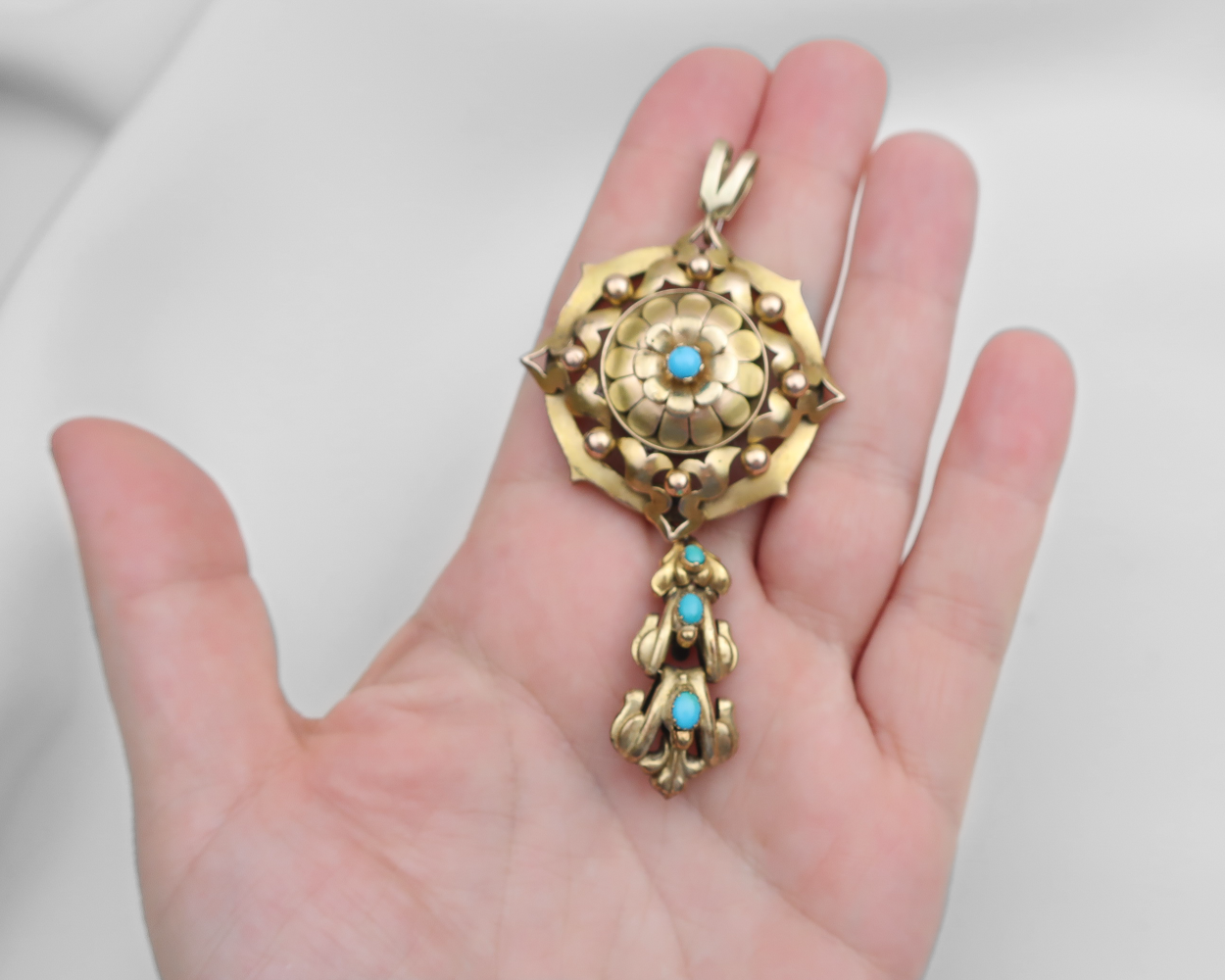 Victorian Gold Turquoise Pendant