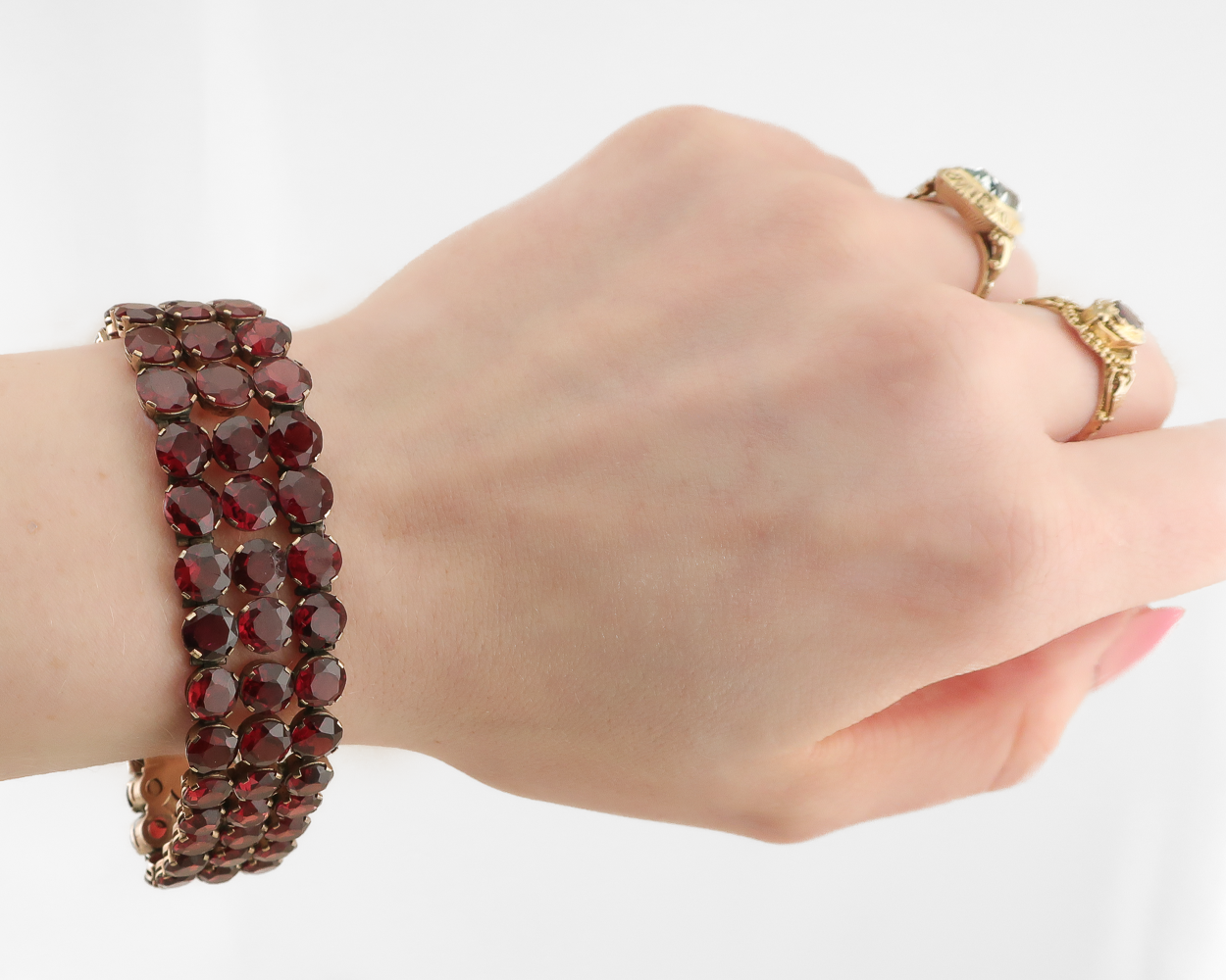 Victorian 3-Row Garnet Bracelet
