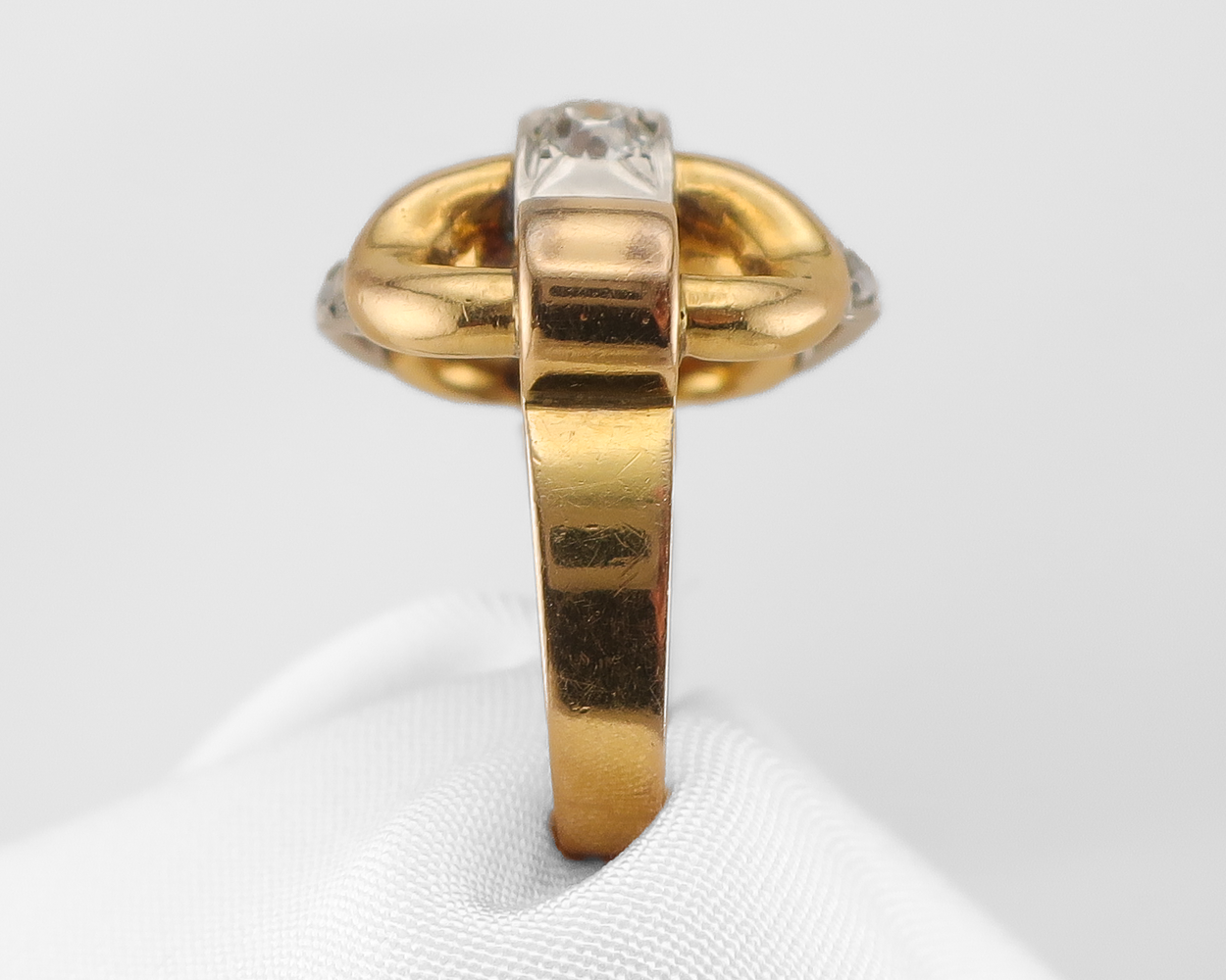 Retro-Era French Platinum Diamond Ring