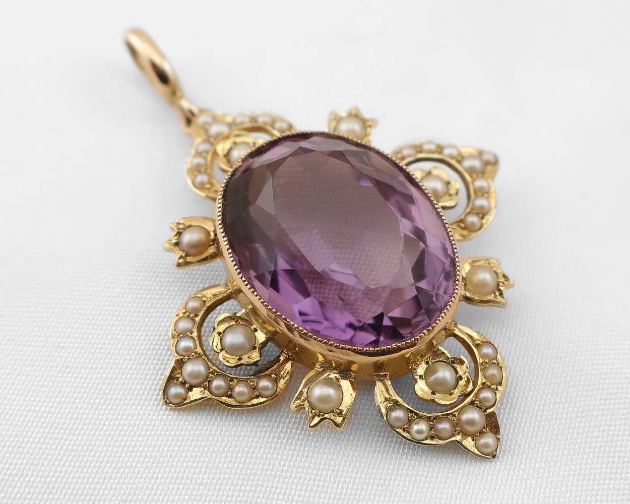 Edwardian Amethyst & Pearl Pendant