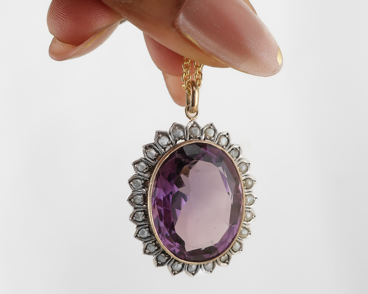 Victorian Amethyst & Pearl Pendant