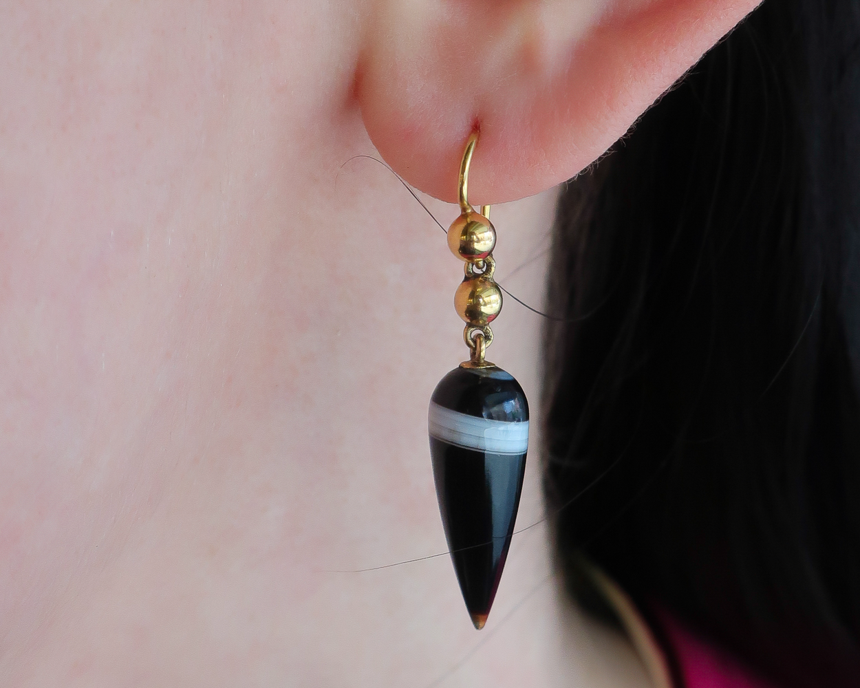 Victorian Banded Agate Earrings