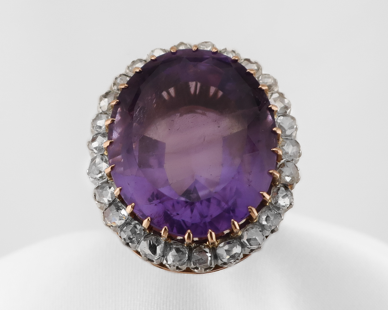 Art Deco Amethyst & Diamond Halo Ring