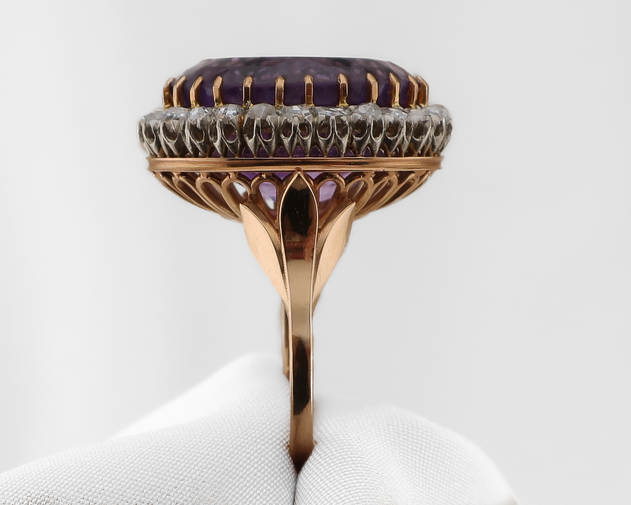 Art Deco Amethyst & Diamond Halo Ring