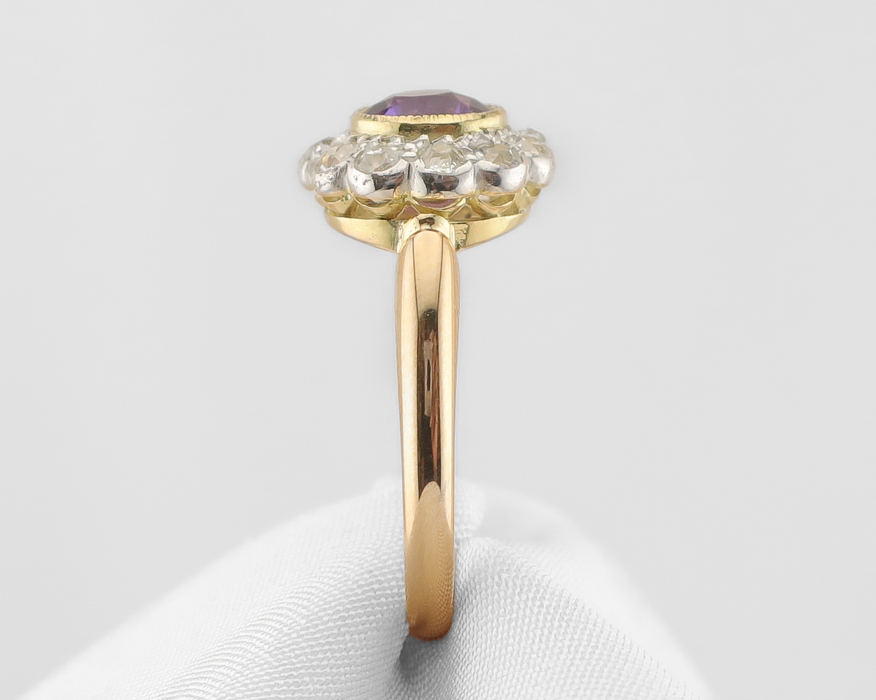 Victorian Amethyst & Diamond Halo Ring