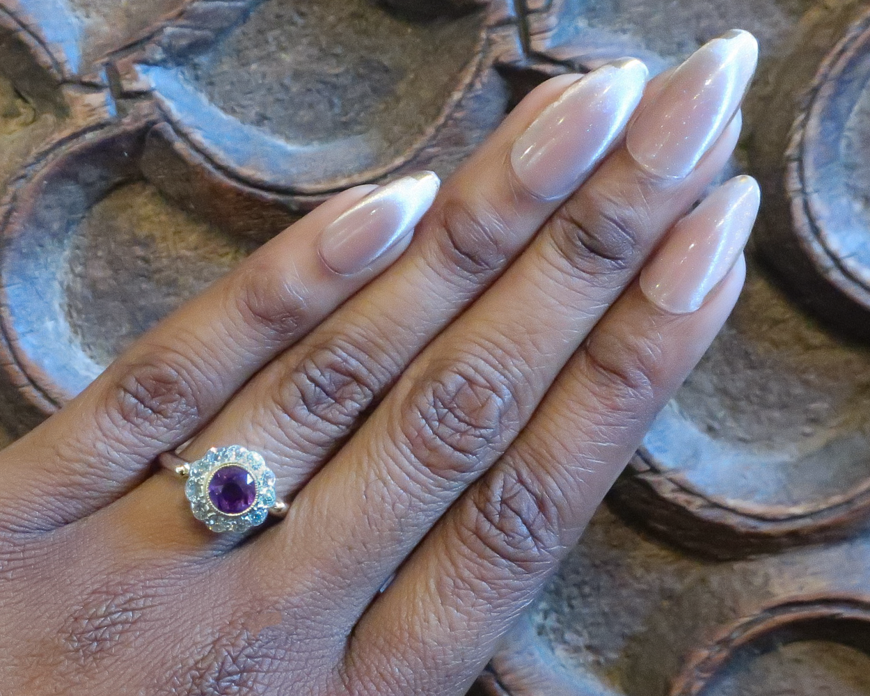 Victorian Amethyst & Diamond Halo Ring