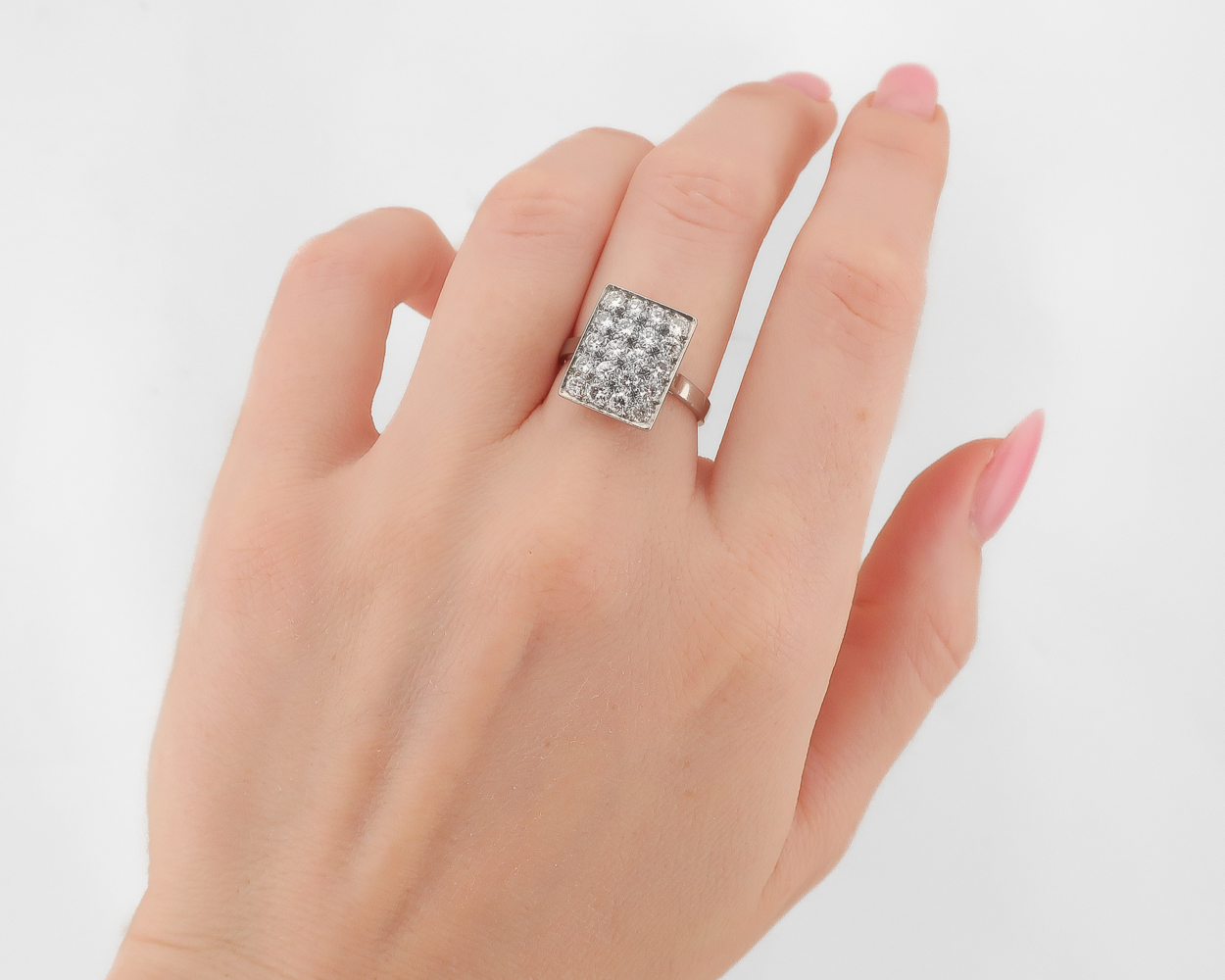 Midcentury Geometric Diamond Cluster Ring