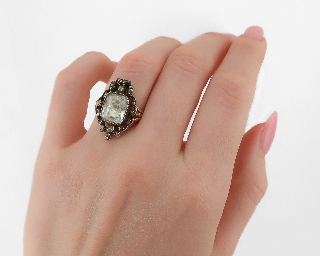 Victorian Quartz, Garnet & Marcasite Ring