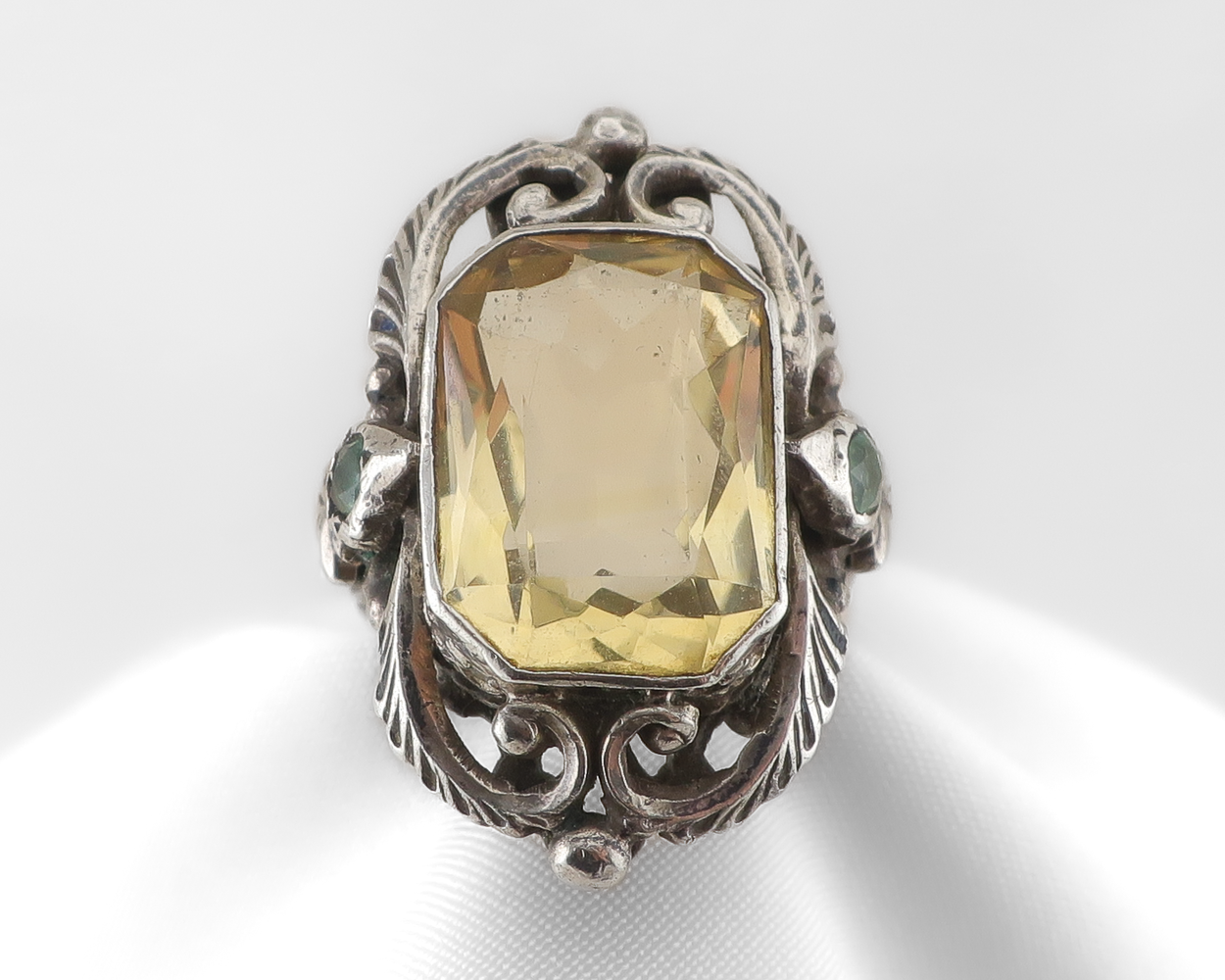 Arts & Crafts Citrine & Paste Ring