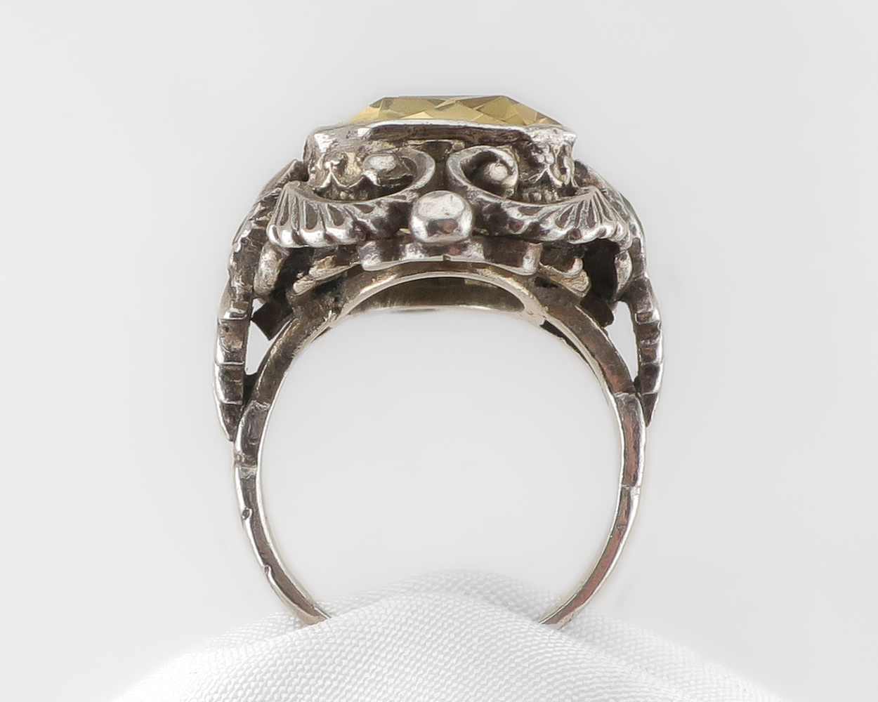 Arts & Crafts Citrine & Paste Ring