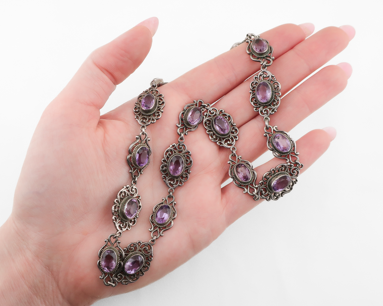 Victorian Silver Amethyst Necklace