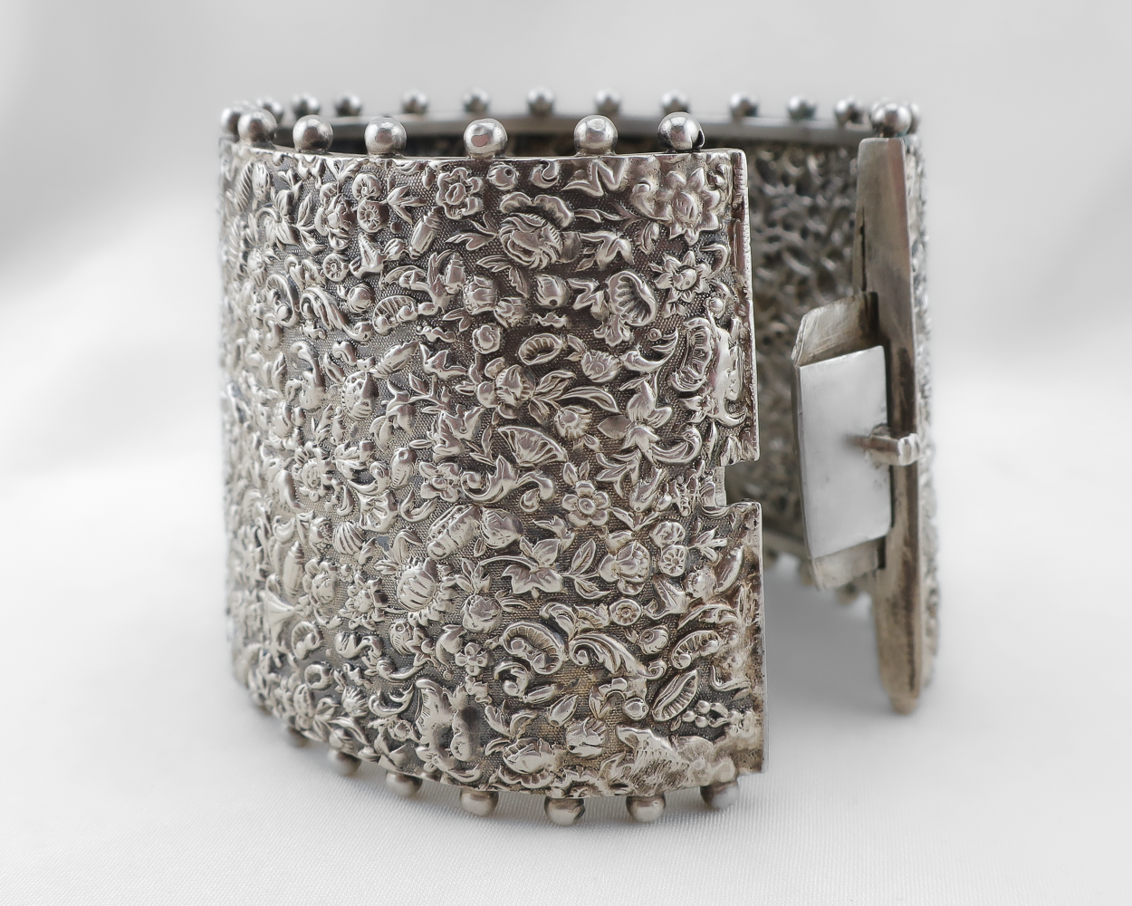 Victorian Silver Repousse Bangle
