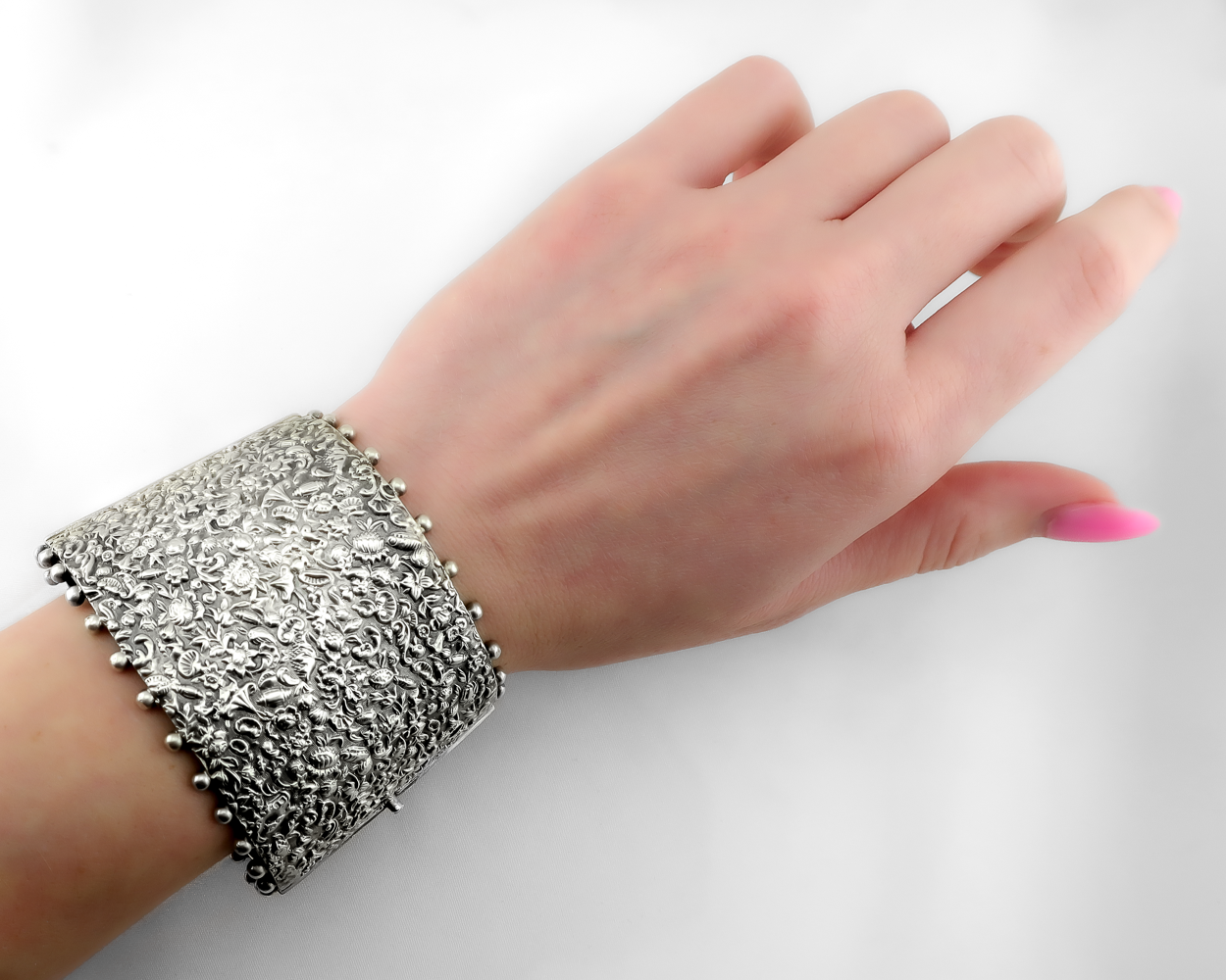 Victorian Silver Repousse Bangle