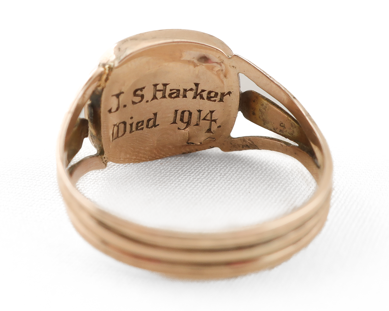 Garnet Memorial Ring Dated 1914