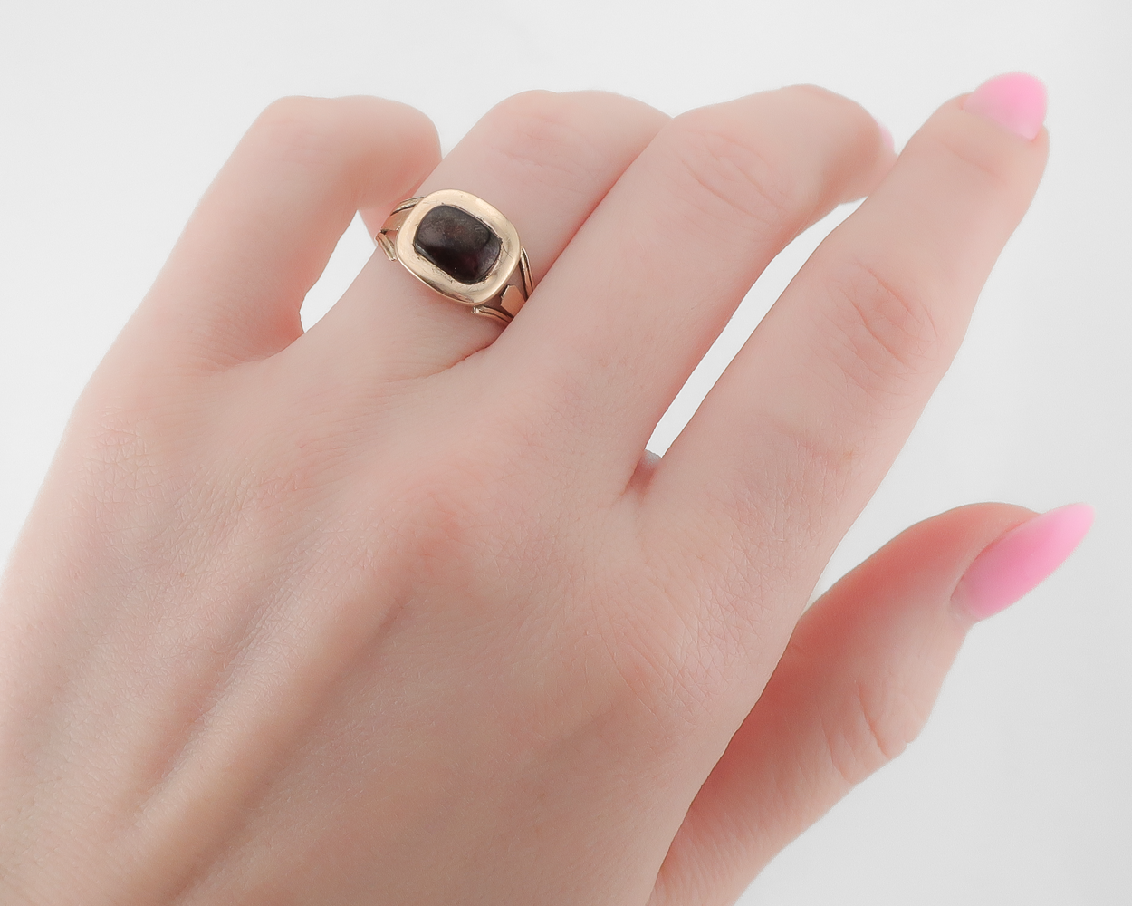Garnet Memorial Ring Dated 1914